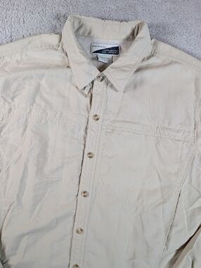 ExOfficio Insect Shield Shirt Mens L Beige Long Sleeve Outdoor Travel